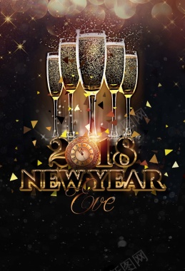 新年香槟酒杯聚会海报背景背景