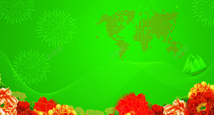 绿色年会春节海报背景背景