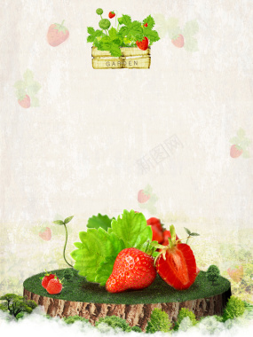夏季草莓采摘宣传海报背景