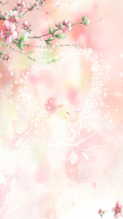 桃花节活动唯美手绘桃花H5背景素材高清图片