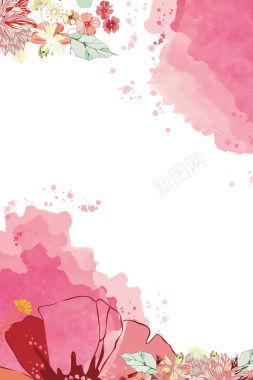 粉色清新母亲节花卉墨迹背景背景