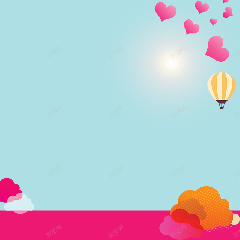 唯美卡通海报背景素材psd设计背景_88icon https://88icon.com 爱心 热气球 云朵 卡通背景 可爱背景 唯美卡通背景图片下载 清新 商业