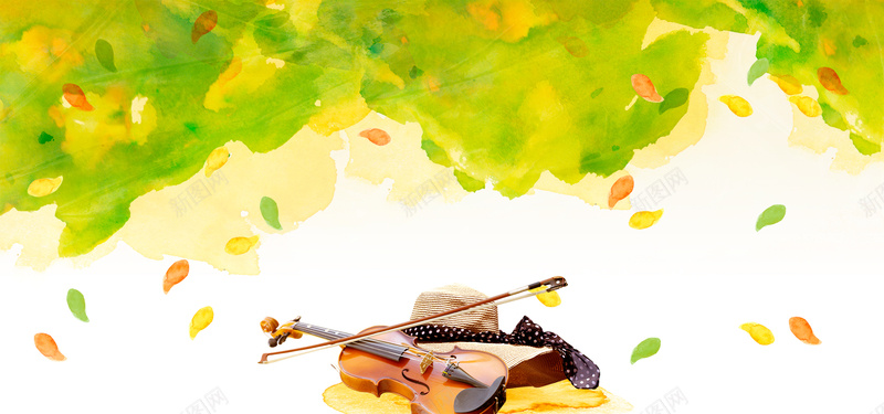 手绘油画小提琴背景背景