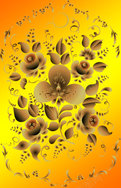 扁平金黄色花朵背景背景