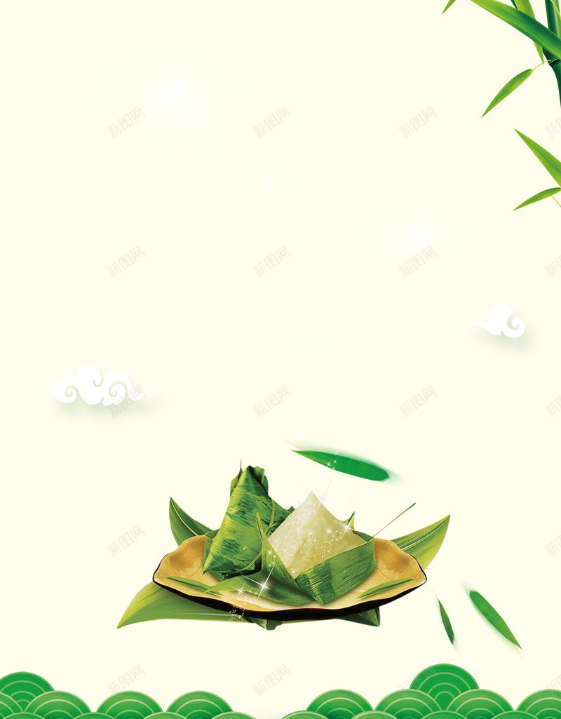 约惠端午节促销海报背景模板psd设计背景_88icon https://88icon.com 促销宣传 约惠端午 低价来袭 竹子 美味 约惠端午节 粽子 手绘绿色浪花