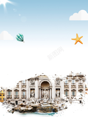 浪漫意大利罗马旅游海报背景素材背景