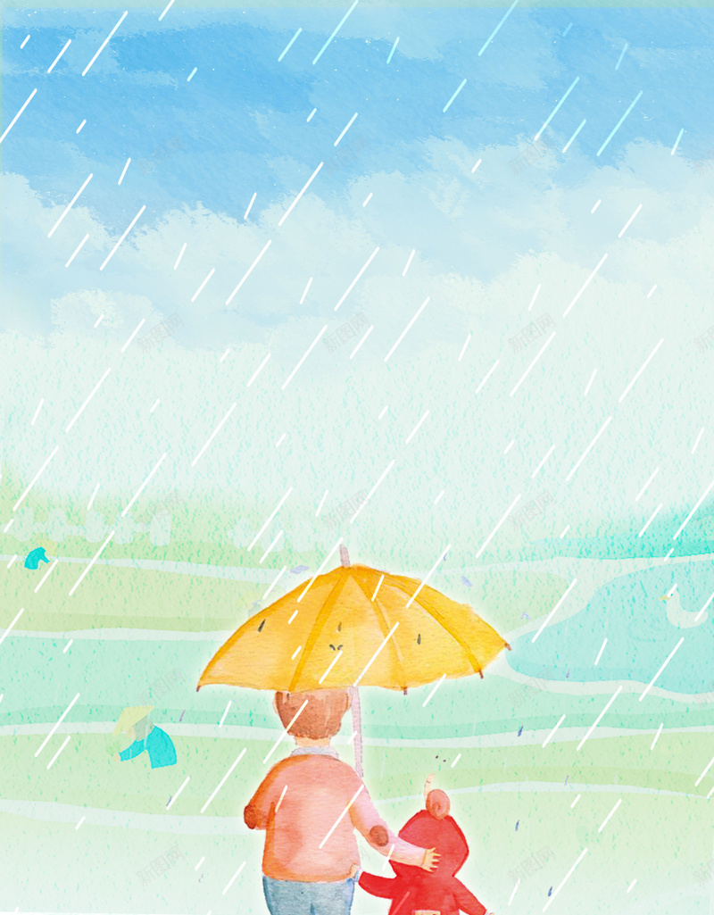 谷雨二十四节气海报psd设计背景_88icon https://88icon.com 二十四节气海报 公益海报 下雨 户外 谷雨 水彩 手绘 播种的季节 插秧