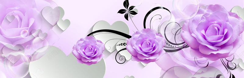 立体紫色花朵背景图背景