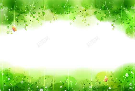 绿色手绘植物背景背景