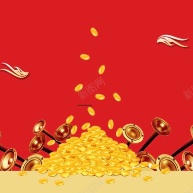 红色金币主图背景