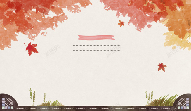 手绘枫叶创意秋季平面广告背景