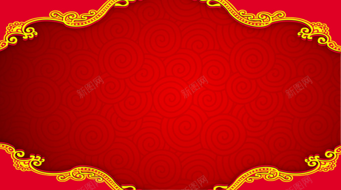 花边花纹红色新年节日背景背景