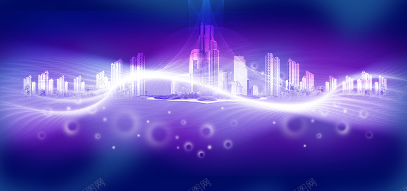 紫色梦幻城市背景背景