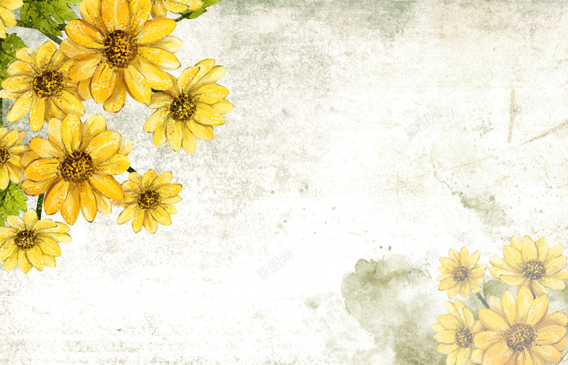 黄色手绘花朵背景psd设计背景_88icon https://88icon.com 手绘 纹理 花卉 韩国 鲜花 水彩 黄色 卡通 童趣