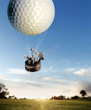 高尔夫热气球宣传背景素材背景