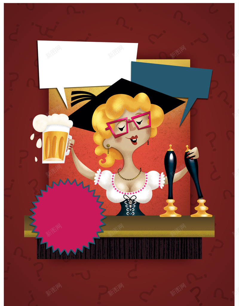 妇女节卡通女博士狂欢海报背景psd设计背景_88icon https://88icon.com 妇女节 啤酒 狂欢 卡通 可爱 女博士 手绘 红色 海报 背景
