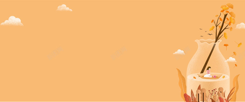 秋季卡通黄色bannerpsd设计背景_88icon https://88icon.com 许愿瓶 促销 浪漫 秋天 秋季 折扣 优惠 上新 电商 卡通 黄色 banner