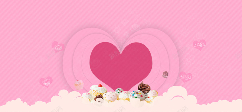 粉色爱心甜品背景