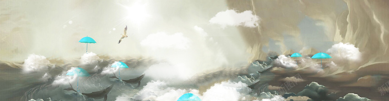 新概念banner创意设计psd设计背景_88icon https://88icon.com 海报banner 概念图 水彩画 天空 海鸥 科技 科幻 商务