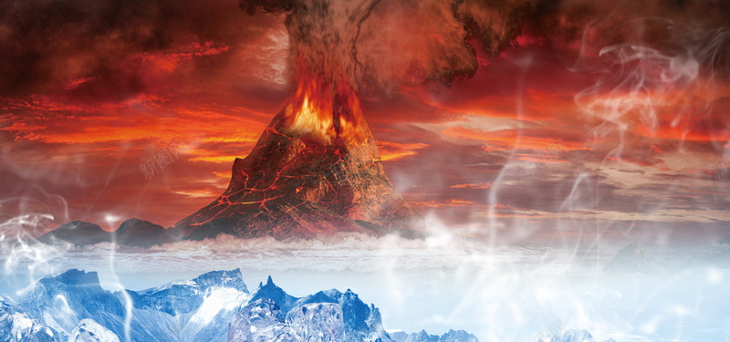 火山冰山海报背景背景