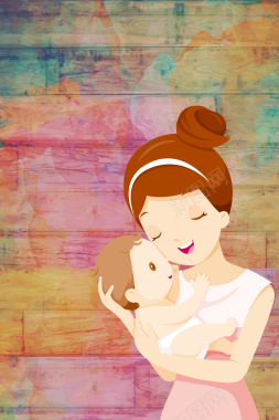 卡通手绘水彩母婴海报背景背景