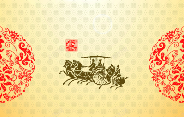 中国风复古新年马到功成背景素材背景