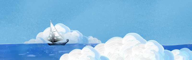 卡通海洋背景bannerjpg设计背景_88icon https://88icon.com 卡通 海洋 船只 云朵 蓝天 海平面 全屏背景 banner