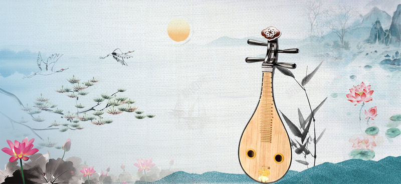 中国风古典乐器琵琶海报背景素材背景