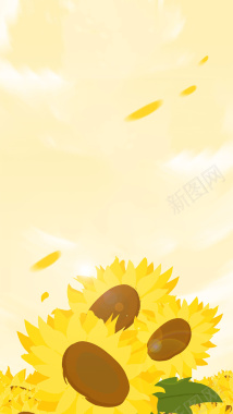黄色小清新向日葵手绘背景背景
