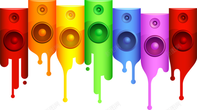 五颜六色的喇叭音乐音乐会涂鸦背景素材背景