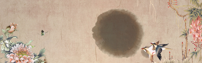 唯美淡雅花纹中国风banner背景psd设计背景_88icon https://88icon.com 国画 燕子 磨砂 古典 水墨画 论语 唯美 山水 中国风 展板 企业 海报banner