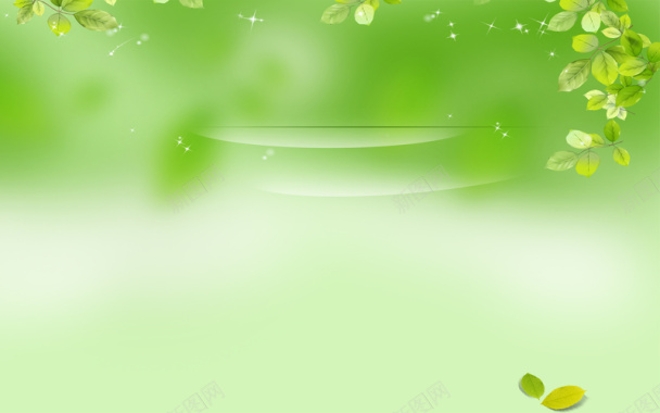 绿色树叶祛痘产品背景素材背景
