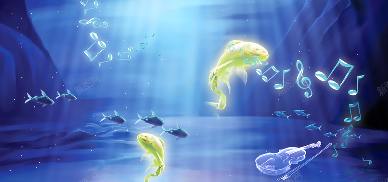 海中精灵舞蹈图片背景bannerpsd设计背景_88icon https://88icon.com 海报banner 浪漫 梦幻 海中精灵舞蹈图片海洋鱼音乐符号小拉琴