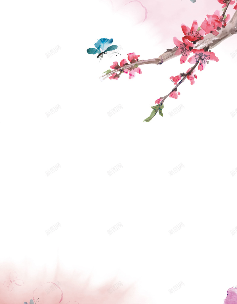 粉色浪漫手绘桃花节花卉蝴蝶水彩背景psd设计背景_88icon https://88icon.com 桃花节 手绘 浪漫 粉色 花卉 蝴蝶 水彩背景 古风 春游 赏花 春季旅行