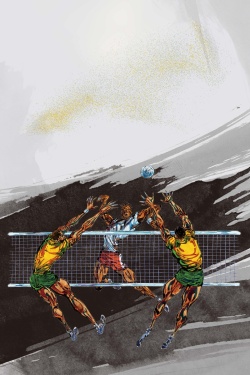 球类运动海报水彩手绘大学排球社团招生海报高清图片
