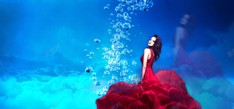水下海洋长红裙背景