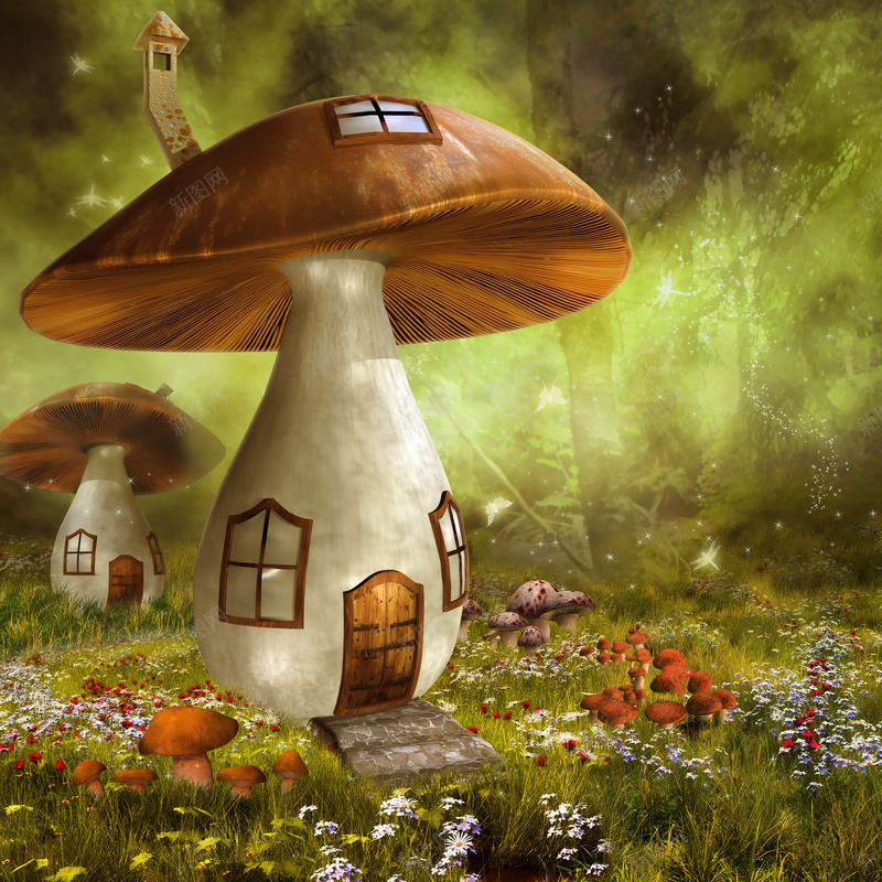 格林童话蘑菇城堡背景jpg设计背景_88icon https://88icon.com 格林童话 蘑菇 城堡 浪漫 梦幻