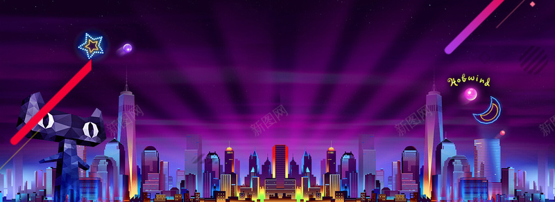 618城市狂欢几何紫色背景背景