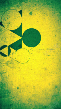 水彩圆形三角形复古绿黄h5素材背景背景