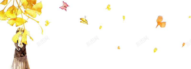 银杏树下的女孩手绘暖色bannerpsd设计背景_88icon https://88icon.com 银杏树 女孩 手绘 暖色 树叶 文艺 唯美 清新 蝴蝶 漂浮