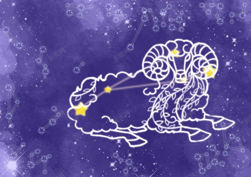 白羊座星座背景素材psd设计背景_88icon https://88icon.com 星空 海报 矢量 紫色 背景 素材 星星 白羊座 热情