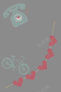 灰色典雅黑板粉笔爱心自行车电话广告背景背景