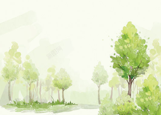 卡通绿色树木背景背景