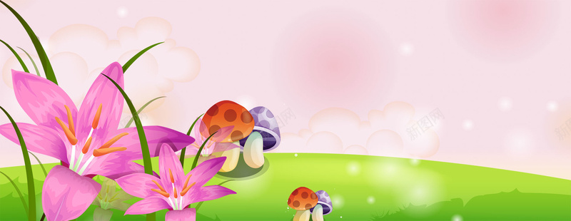 卡通水彩背景psd设计背景_88icon https://88icon.com 儿童照片 卡通 水彩 蘑菇 花 淡雅 海报banner 童趣 手绘