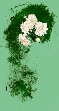 白花绿色油漆痕迹背景图背景