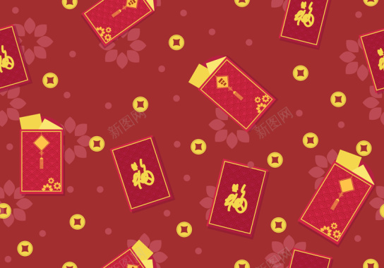 红色节日福袋背景素材背景