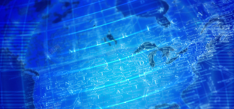 蓝色地图科技背景背景