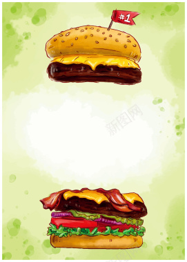 手绘水彩卡通汉堡快餐店菜单背景素材背景