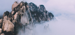 青色山峰素材自然摄影中国风白色青色电商海报背景高清图片