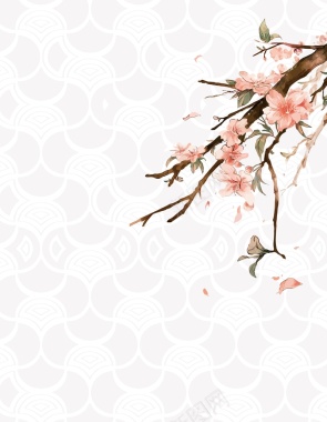 矢量古风中国风手绘花枝背景素材背景